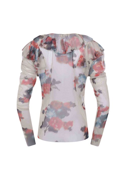 Blusa in tulle con stampa fiori Philosophy di Lorenzo Serafini | A0214 07551462